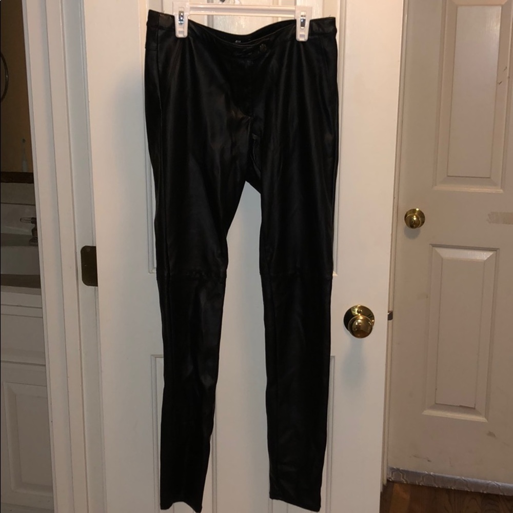 Sexy black faux leather pants.